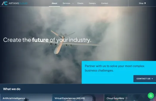 Screenshot of Artanis Cloud website
